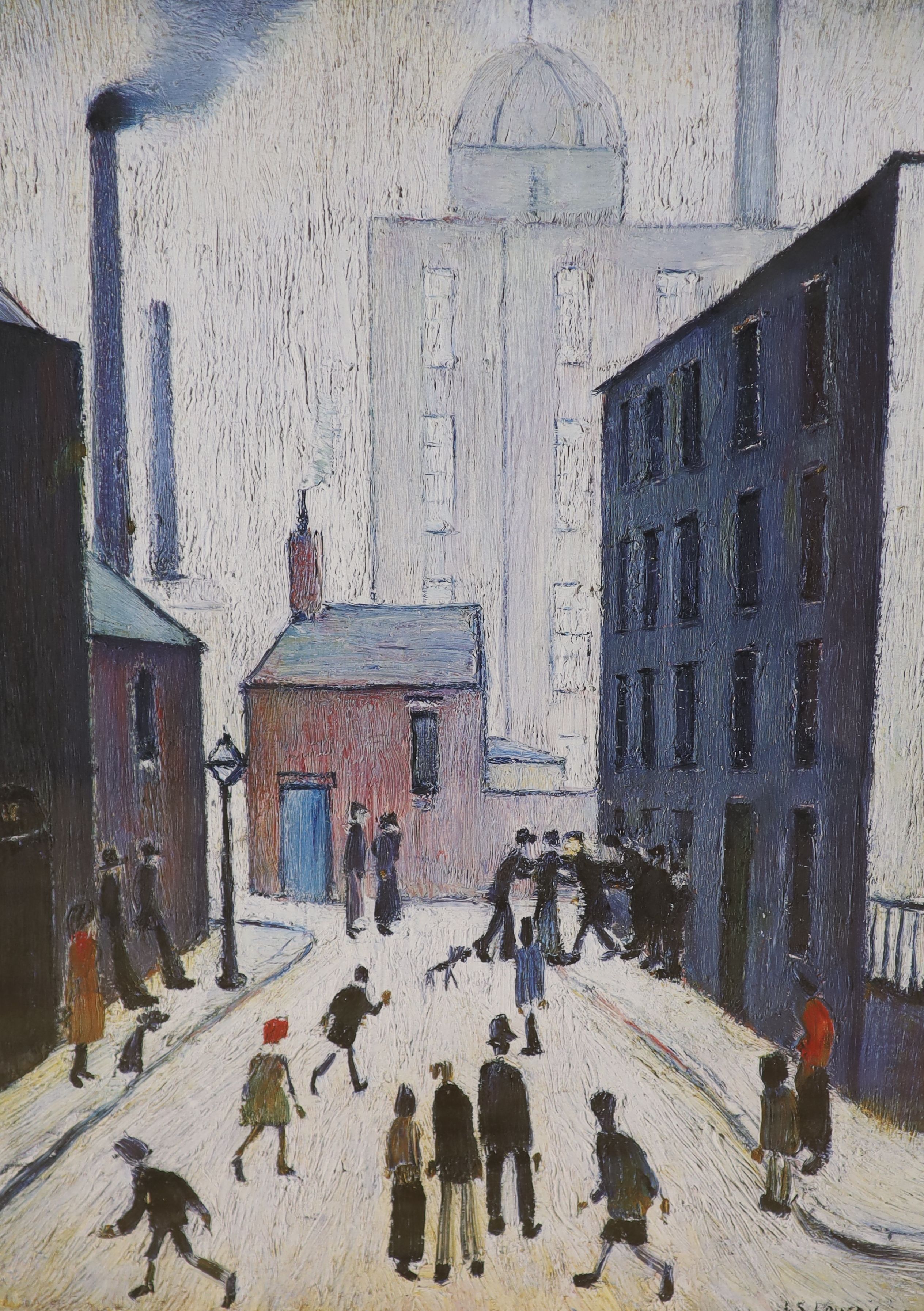 Lawrence Stephen Lowry, limited edition gouttelette, 'Industrial scene', one of 75 with COA from Charles Philips, 71 x 50cm